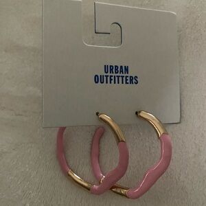 Urban Outfitters Pink and Gold Hoop Earrings